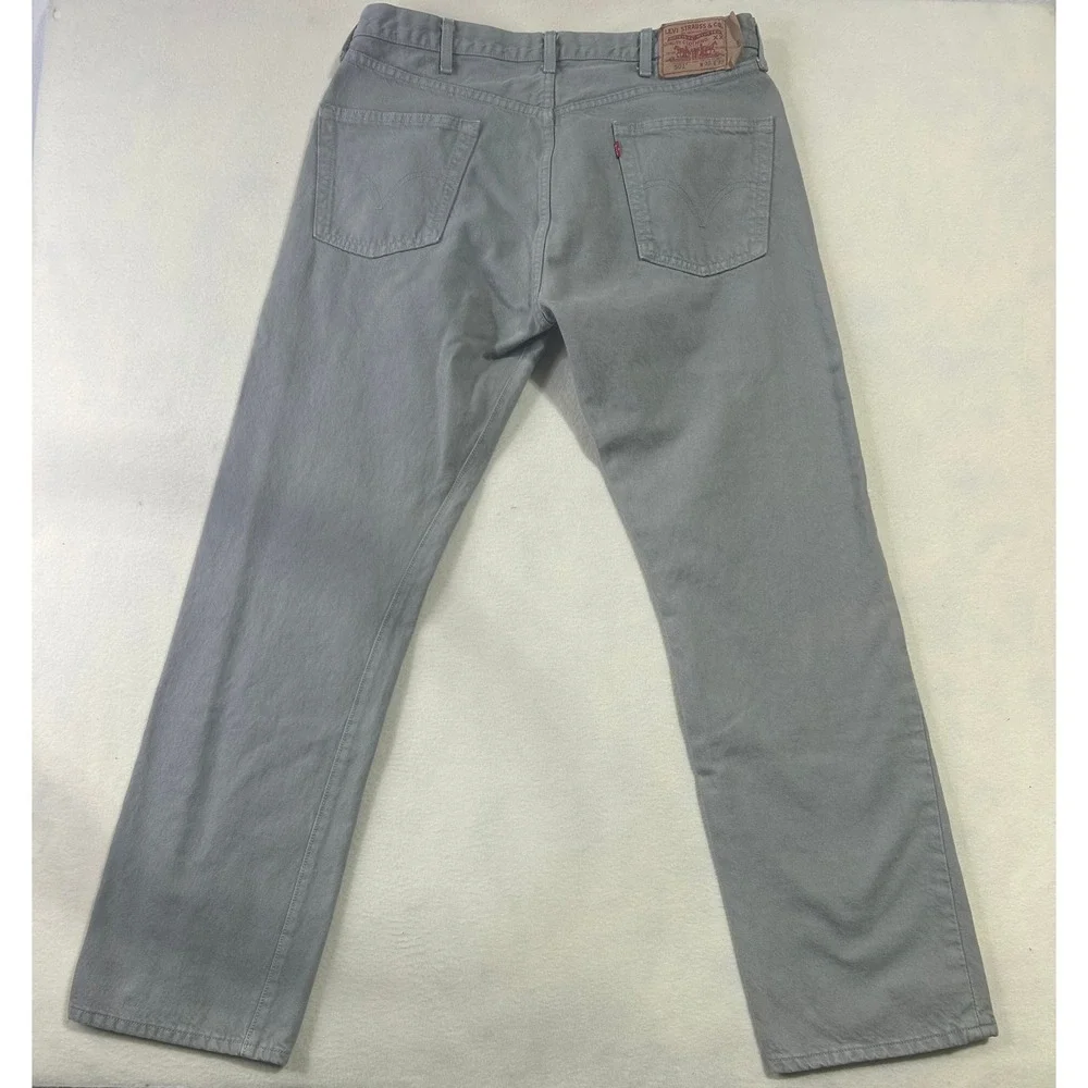 Levis 501 Original Fit Grey Denim Jeans Mens Straight Leg Button Fly 100 Cotton